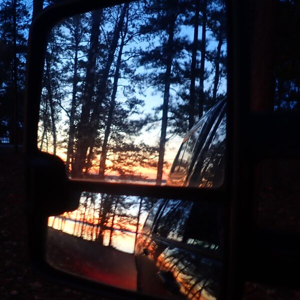 reflected sunset at lake livingston state park