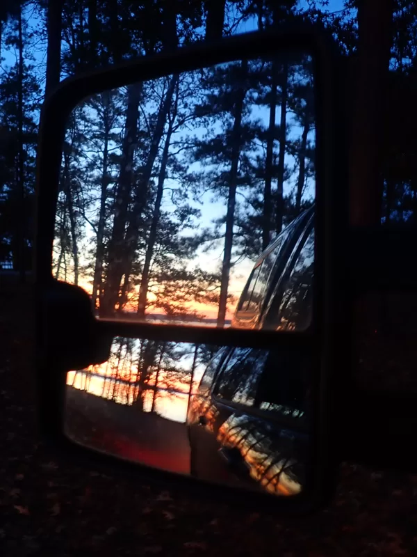 reflected sunset at lake livingston state park